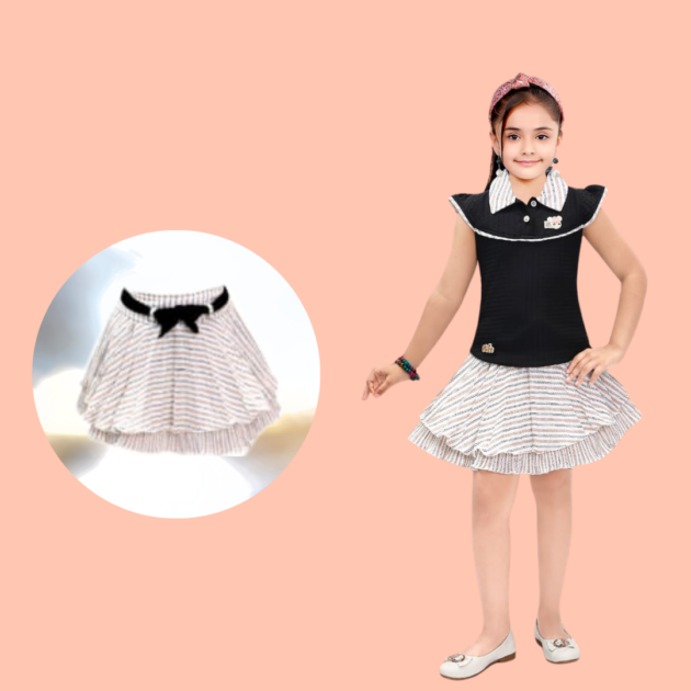 Girls Self Design Regular Skirt